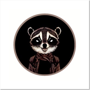 Hipster Common Raccoon Circle Design Posters and Art